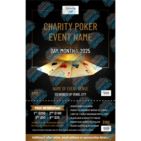 Poker Tournament Gold Aces Fundraiser or Stag Ticket