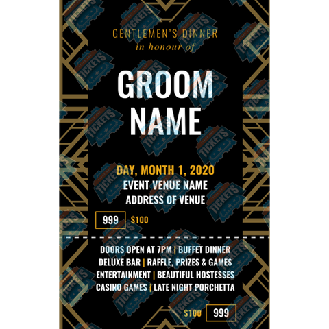 Black and Gold Line Elements Stag Ticket