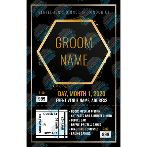 Hexagon Gold and Black Elements Stag Ticket