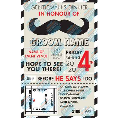 Moustache Modern Stag Ticket
